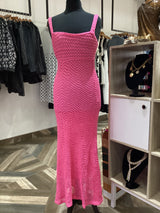 Sleeveless Crochet Sweater Maxi Dress