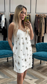 Metallic Embellished A-line Mini Dress
