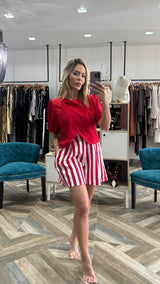 Red stripes shorts