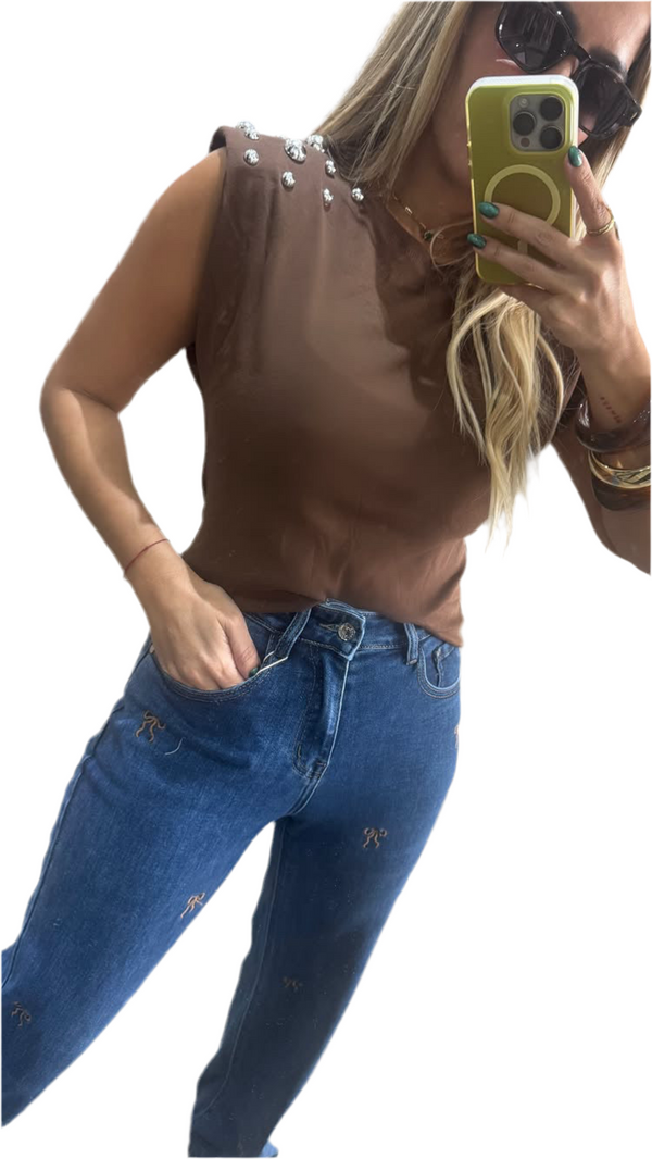 Brown Studs Top