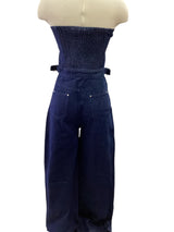 Strapless Stud Detailed Denim Jumpsuit
