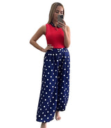 Navy polka dot balloon pants
