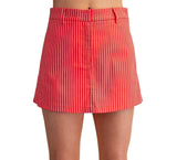 High Waisted Culottes Stripe Skort With Pocket