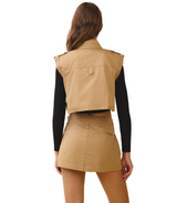 Bold Button Detail Matching Cropped Vest & Skort