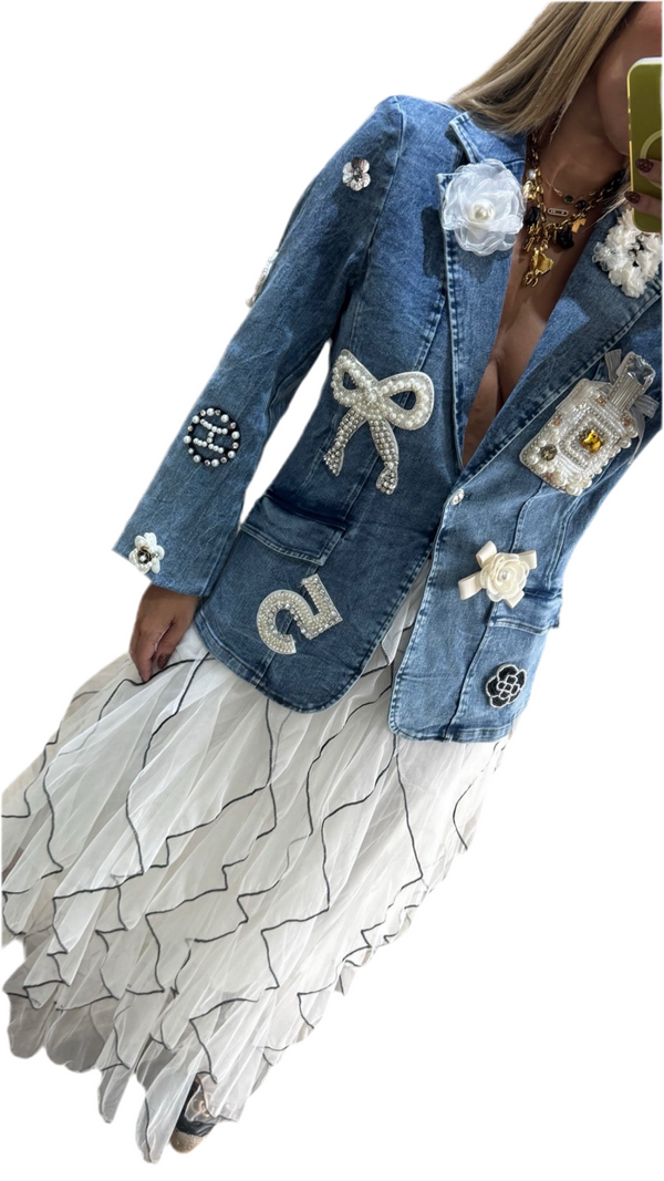 Pearl Denim Blazer PREORDER