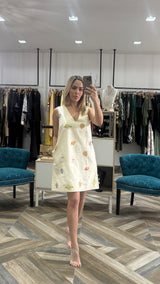 Beach Motif Print Sleeveless Shift Dress