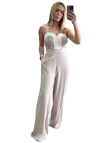 Linen Halter Jumpsuit With Rope Trim Detail