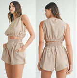 Taupe short set