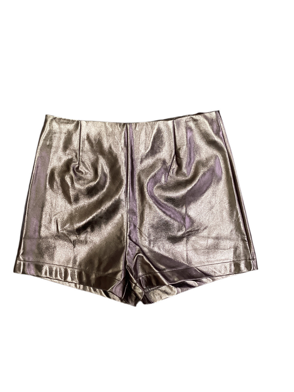 Metallic Bronze pleather shorts