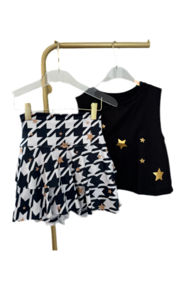 Black & White With Gold Stars Skirt