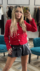 Sele Contrast Collar Stripe Tweed Jacket