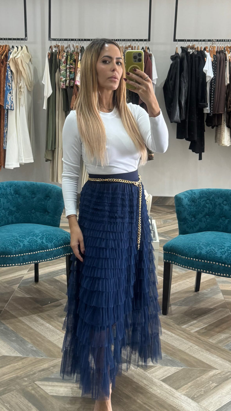 Navy Tulle Skirt