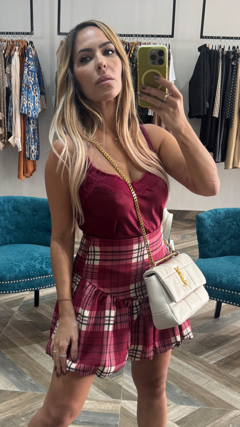Red Plaid Mini Skirt