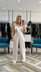 Linen Halter Jumpsuit With Rope Trim Detail