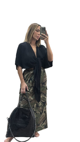 CAMO CARGO MAXI SLIT SKIRT