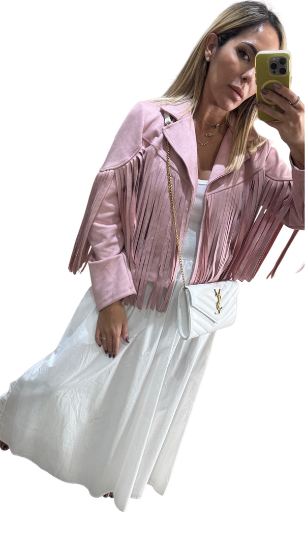 Light pink fringe Jacket
