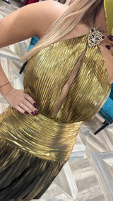 Metallic Gold Maxi Dress