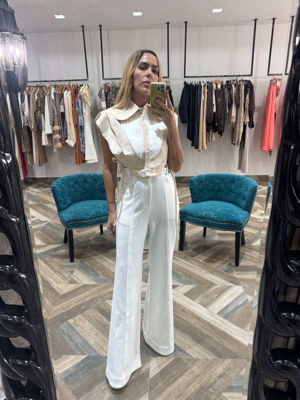 Layered Cropped Top & Pants Set
