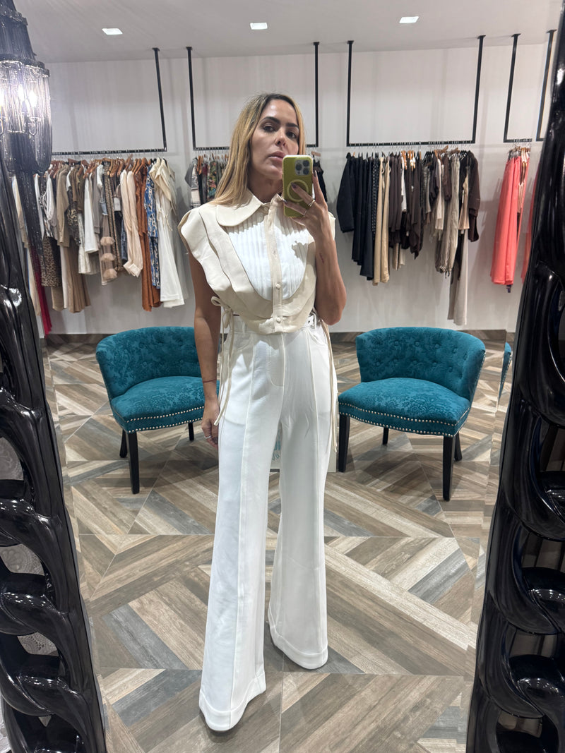 Layered Cropped Top & Pants Set