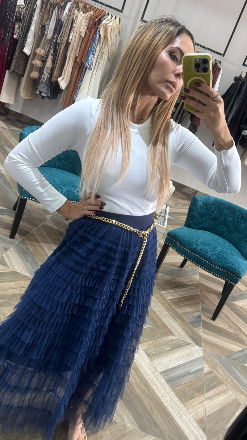 Navy Tulle Skirt
