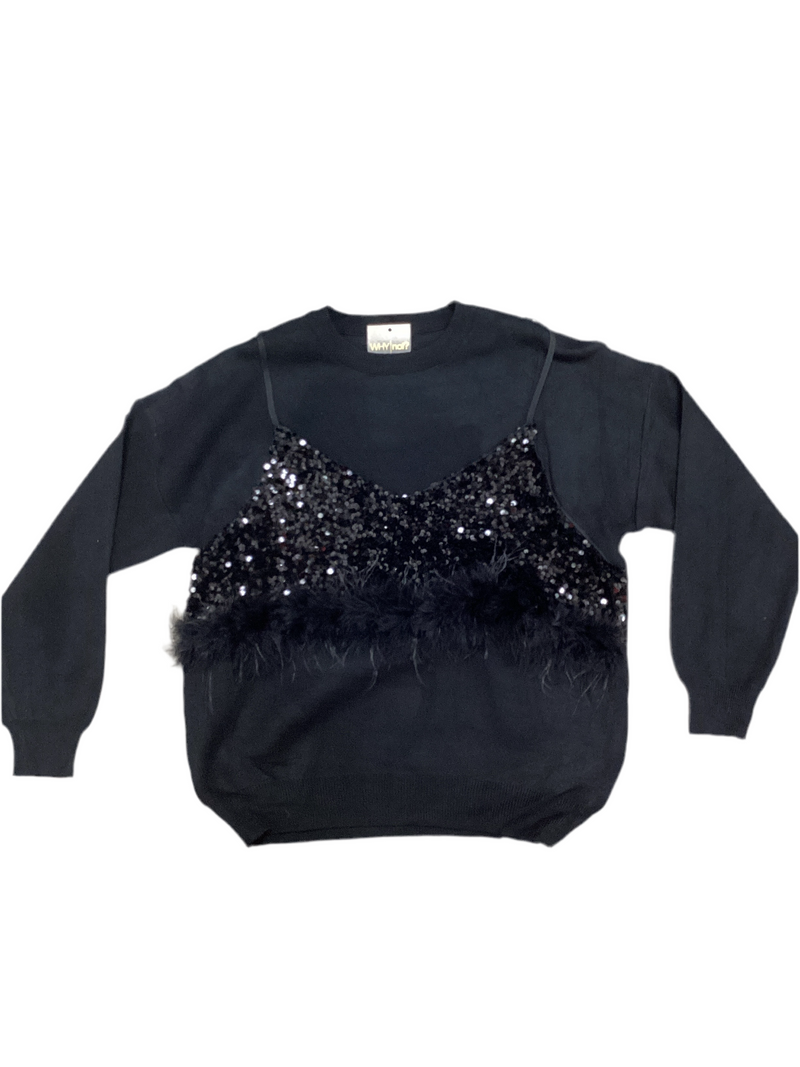 Black  Feather Sweater