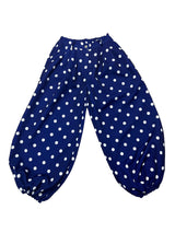 Navy polka dot balloon pants