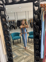 Denim Strapless Midi Dress