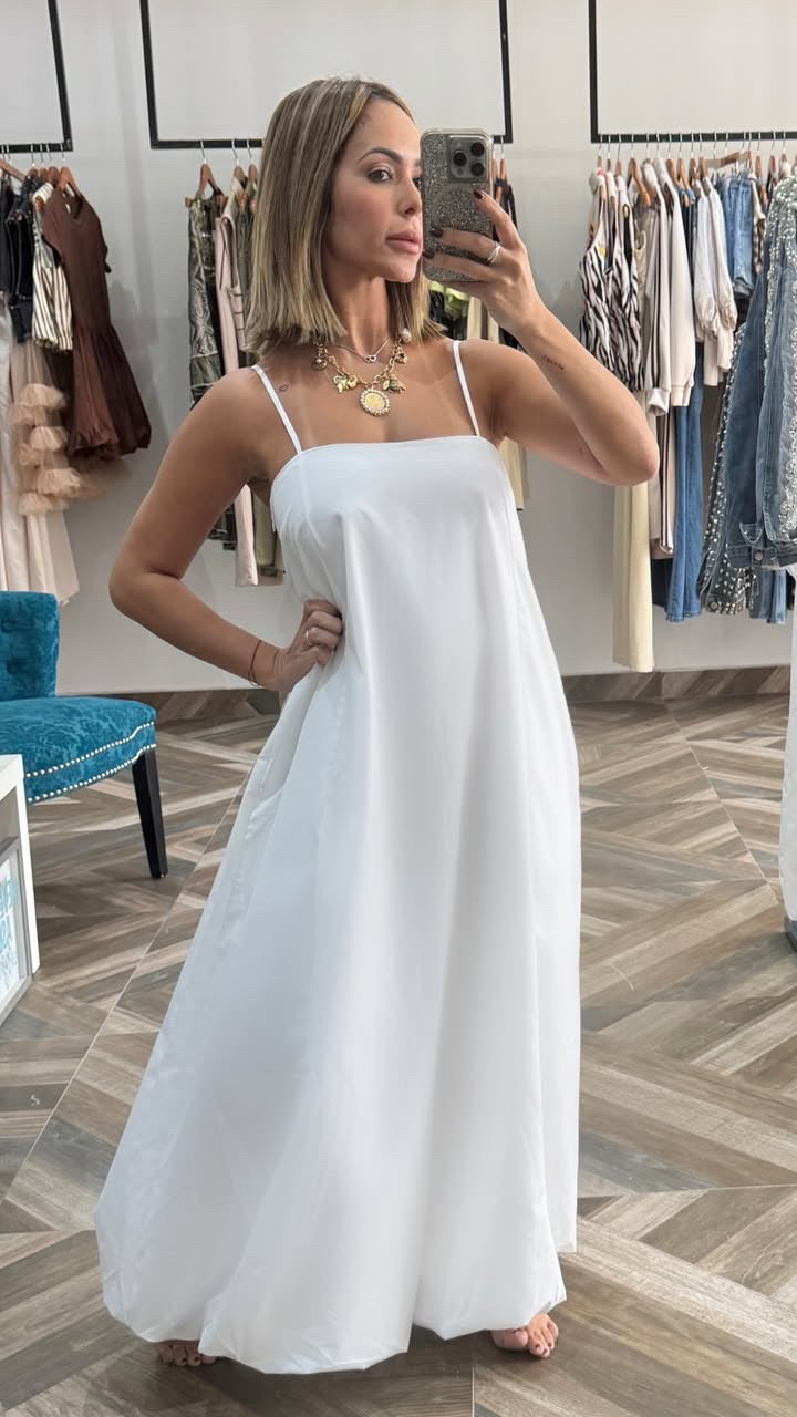 White Bubble Maxi Dress