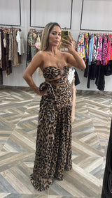 Strapless Animal Print Dress