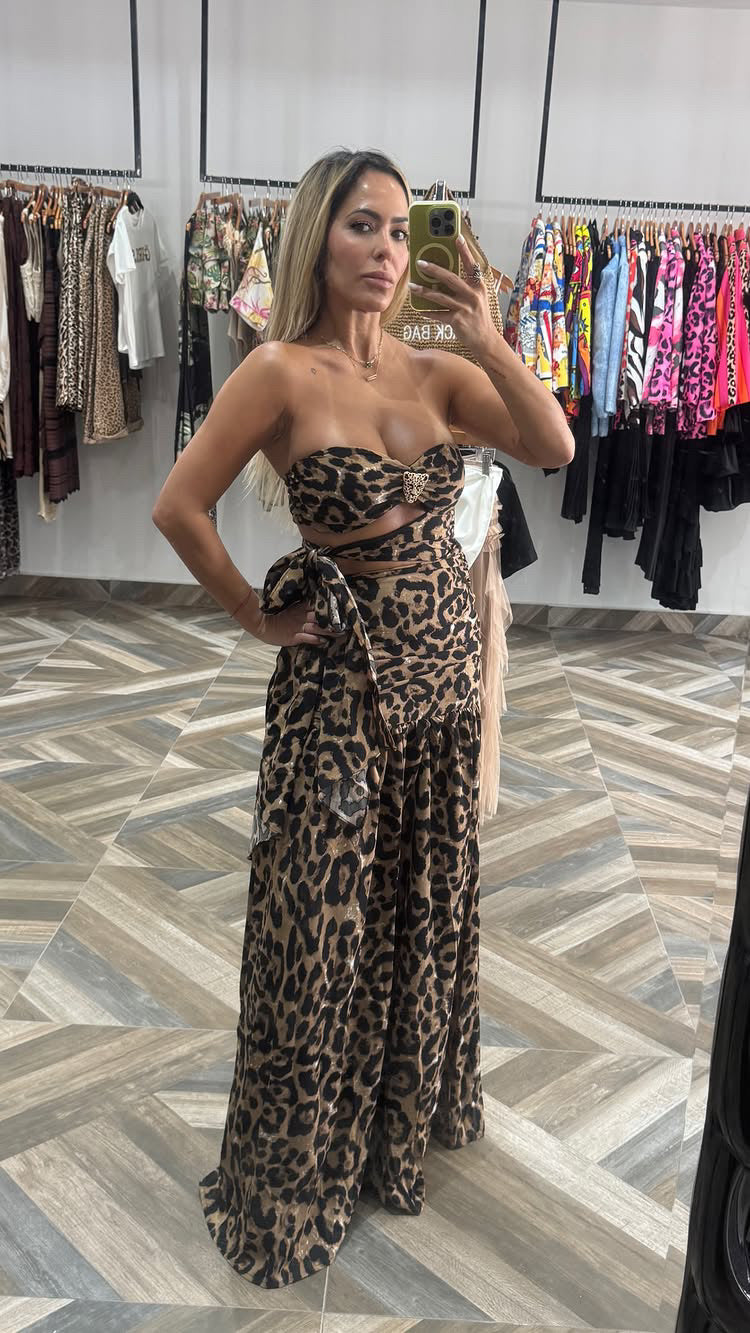 Strapless Animal Print Dress