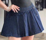 Mini Pleated Denim Skirt