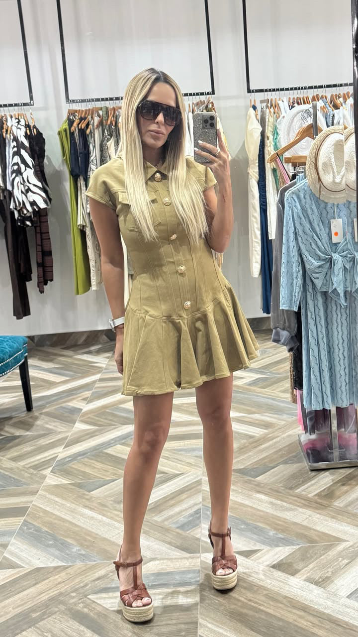 Mocha Mousse Elegance Mini Dress