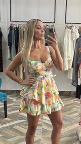 Pastel Belted Ruffle Romper