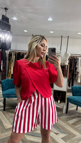 Red stripes shorts