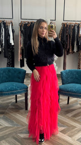 Red tulle skirt
