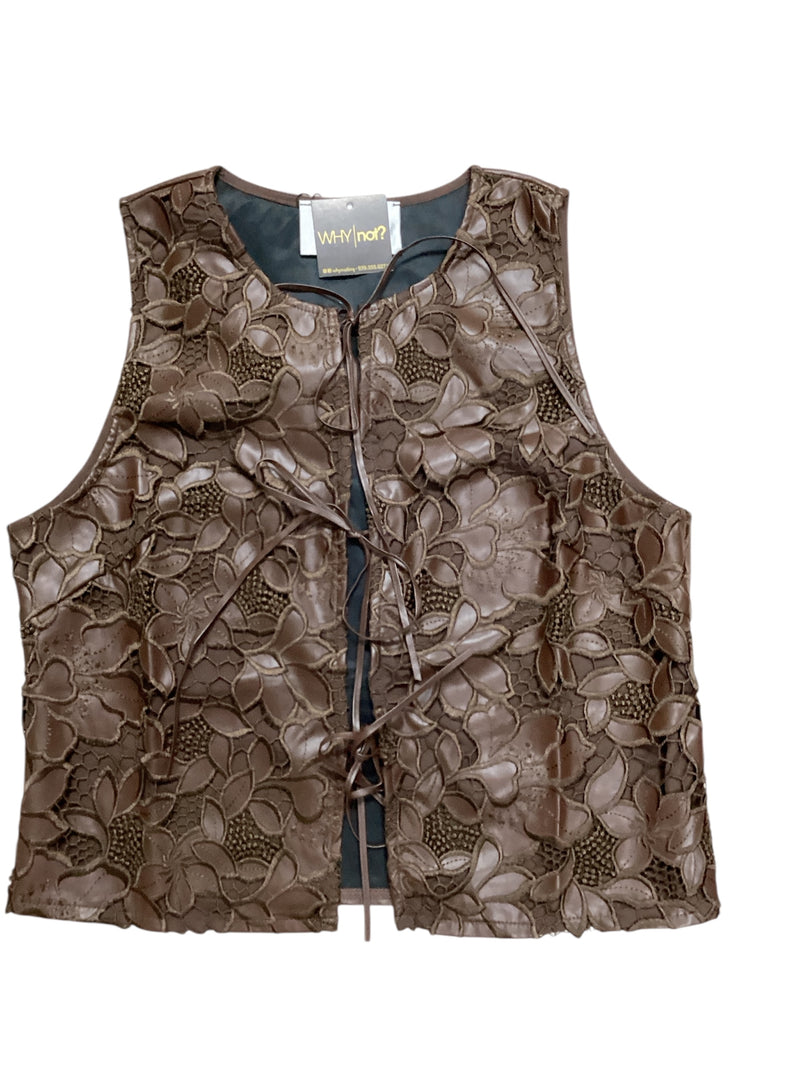 Chocolate Faux Leather Vest & Pants Set