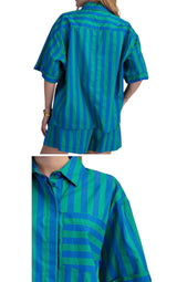 Collar Neck Button Down Shirt Set