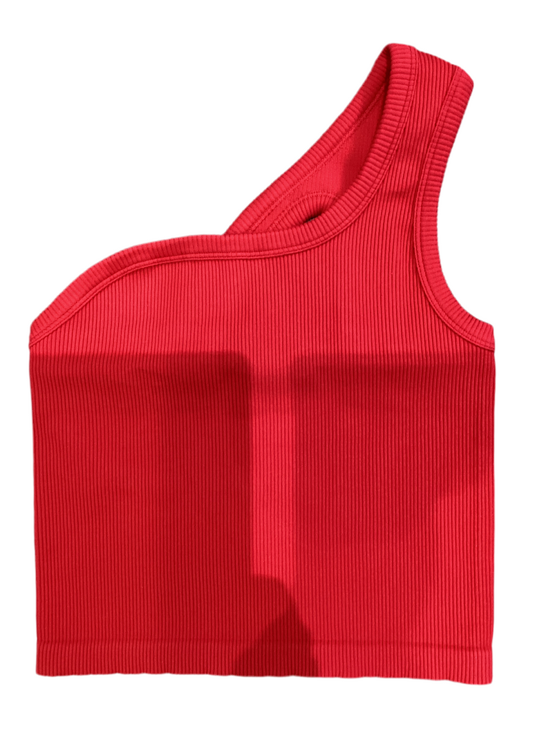 Red One shoulder Top