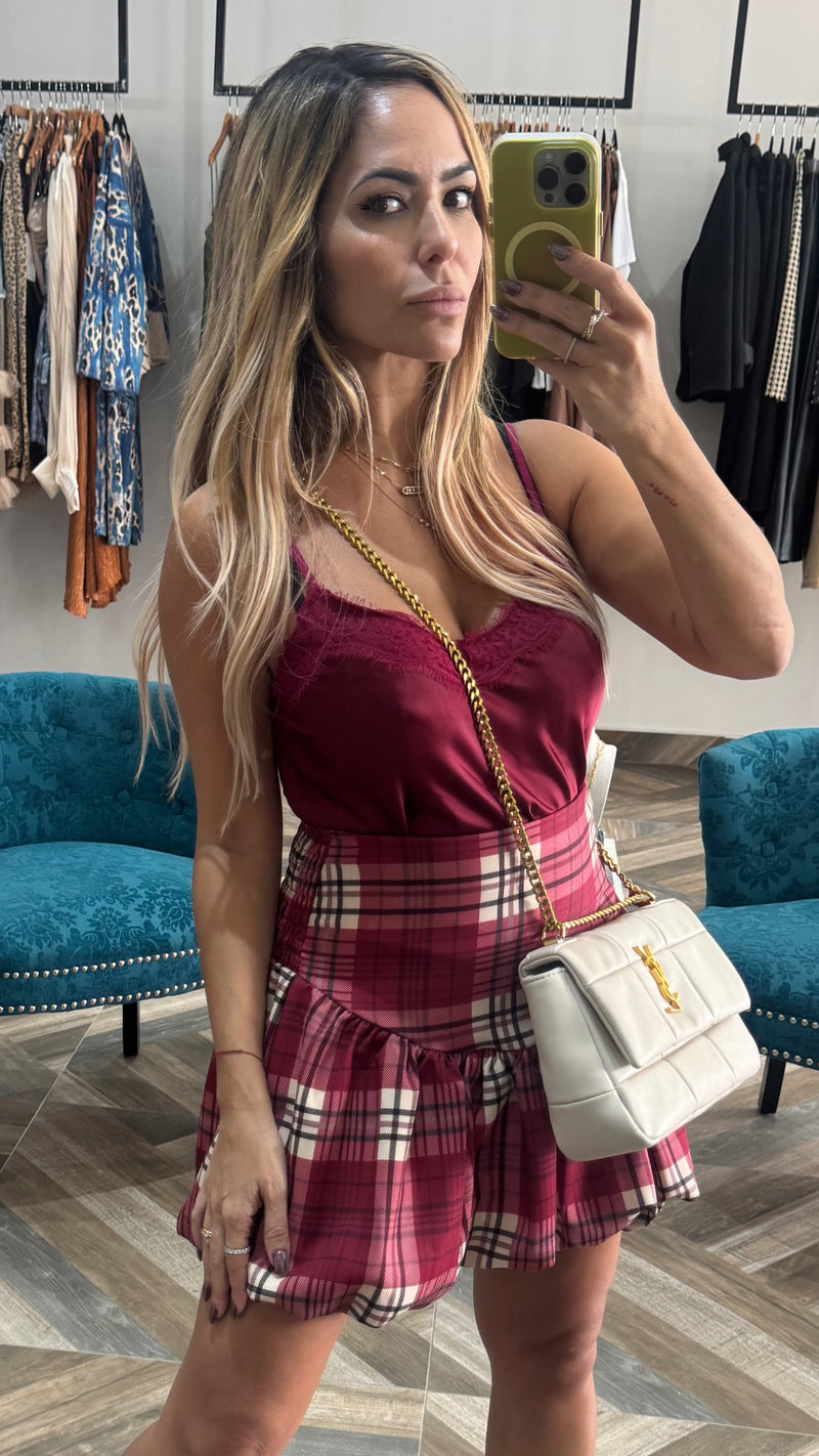 Red Plaid Mini Skirt