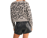 Leopard Sweater Cardigan With Front Bows