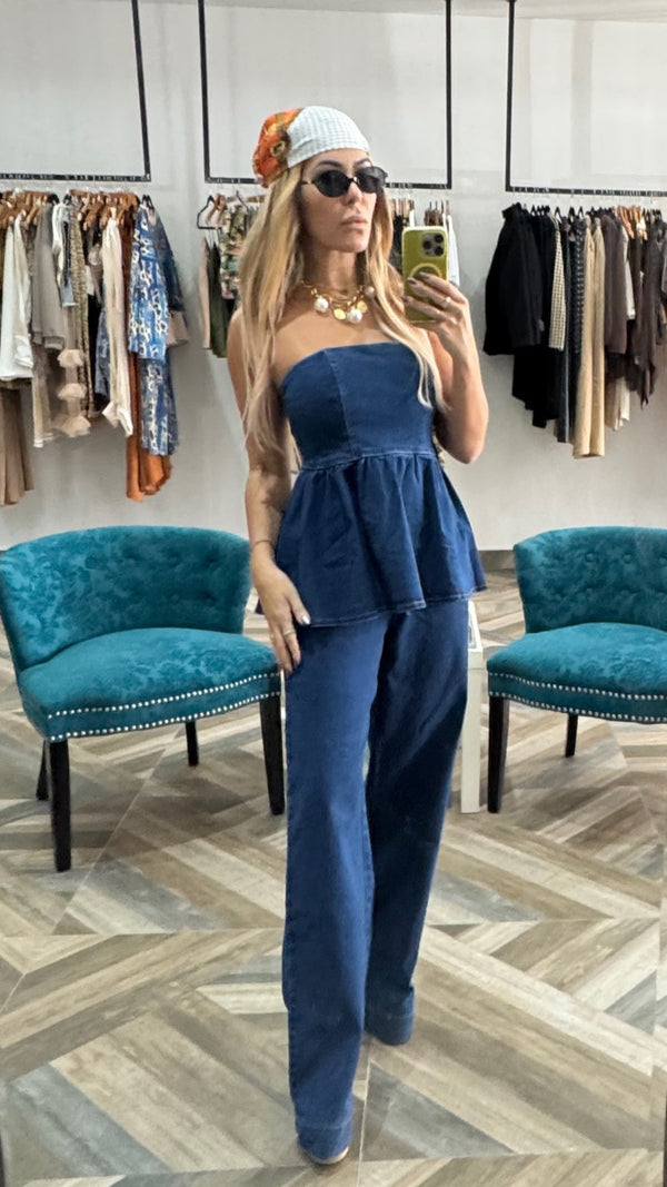 Peplum Denim Set