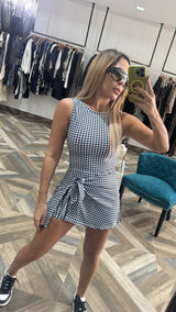 Sleeveless Wrap Tie Front Romper Dress