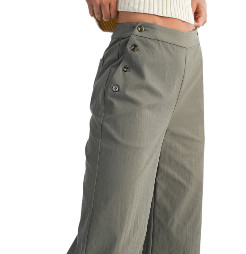 Clara Side Button Detail Pants With Back Pockets