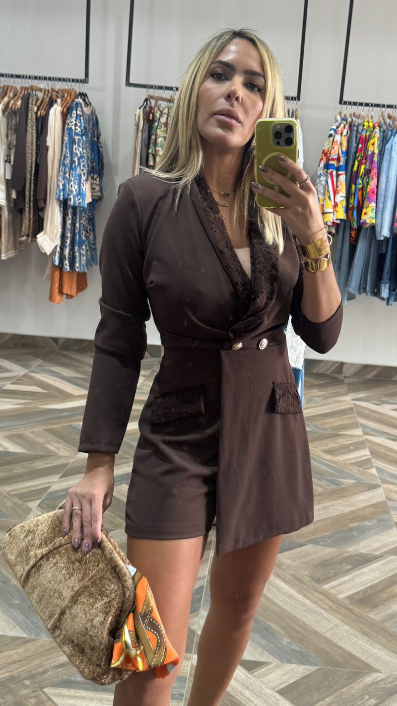 Chocolate lace detail Romper