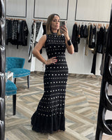 Pre Order Black Stud Long Dress