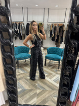 Black Faux Leather Vest & Pants Set