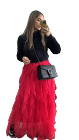 Red tulle skirt