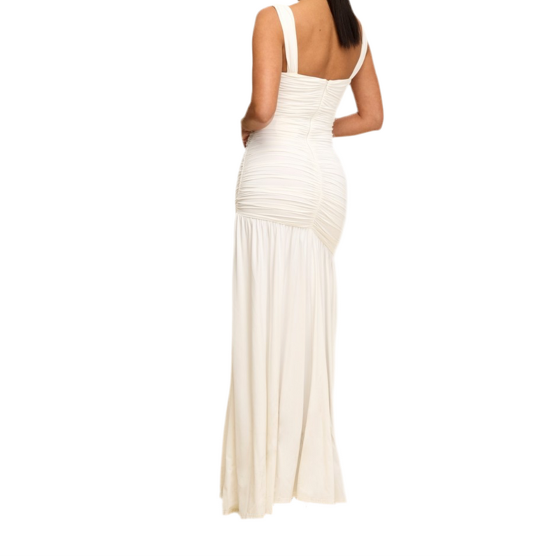 SOLID JERSEY RUCHED MAXI DRESS