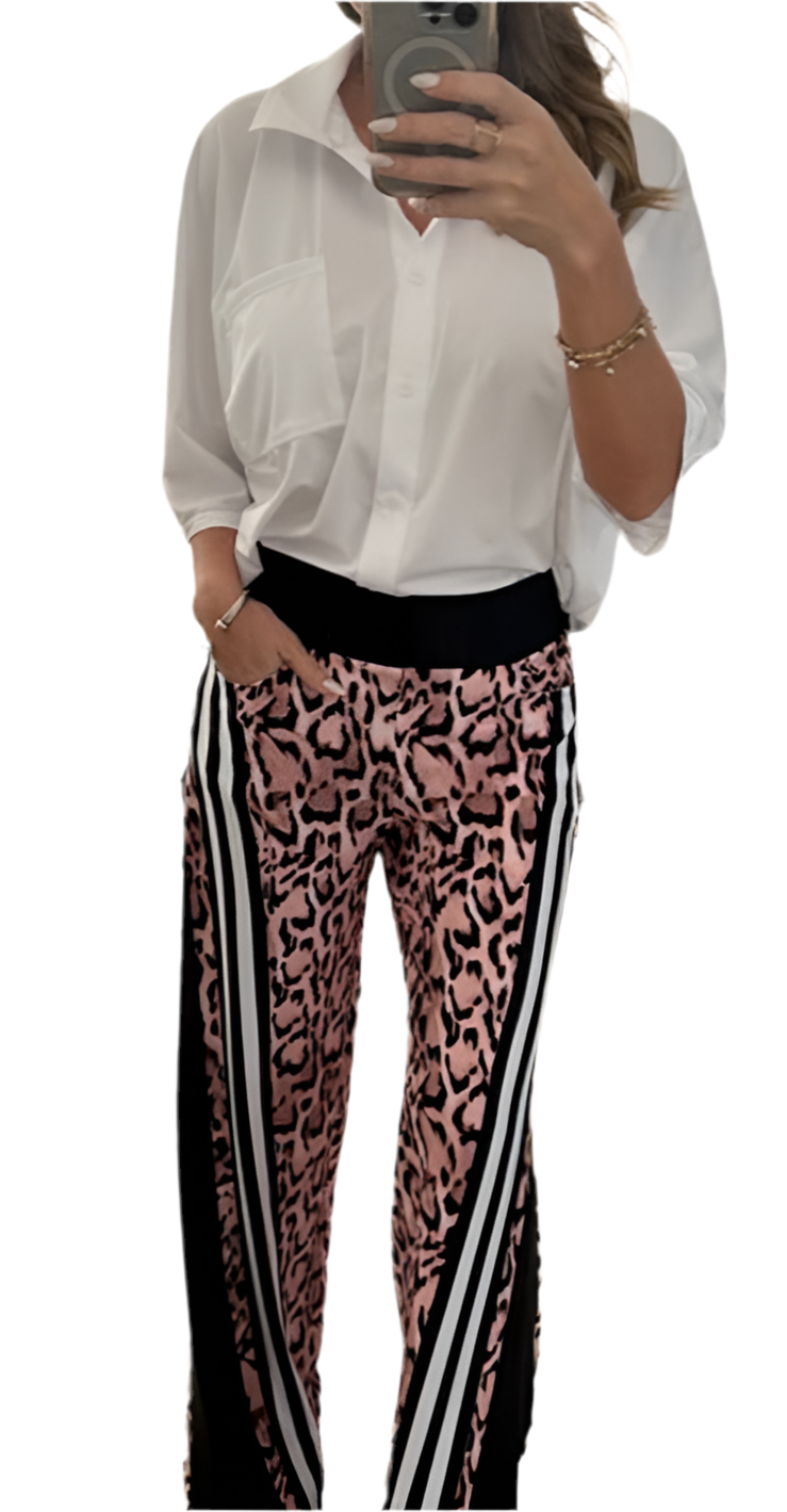 Pre order-Animal Print White Lines Pant