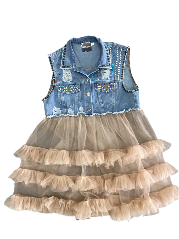 Denim Tulle Vest